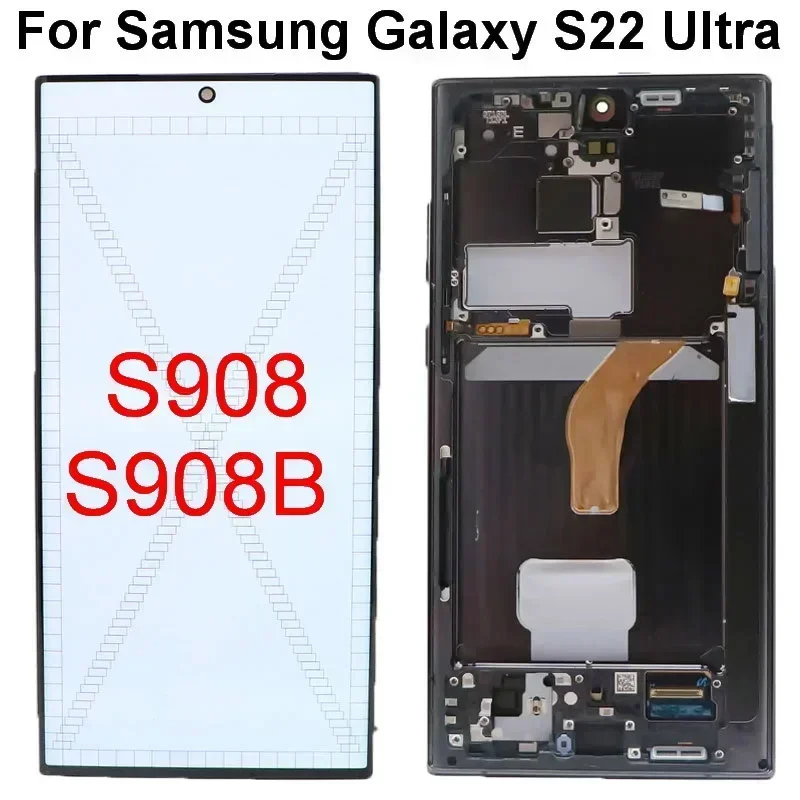 For Samsung Galaxy S22 Ultra 5G Lcd SM-S908 S908F S908U S908N AMOLED Display Touch Screen Digitizer Replacement With defects