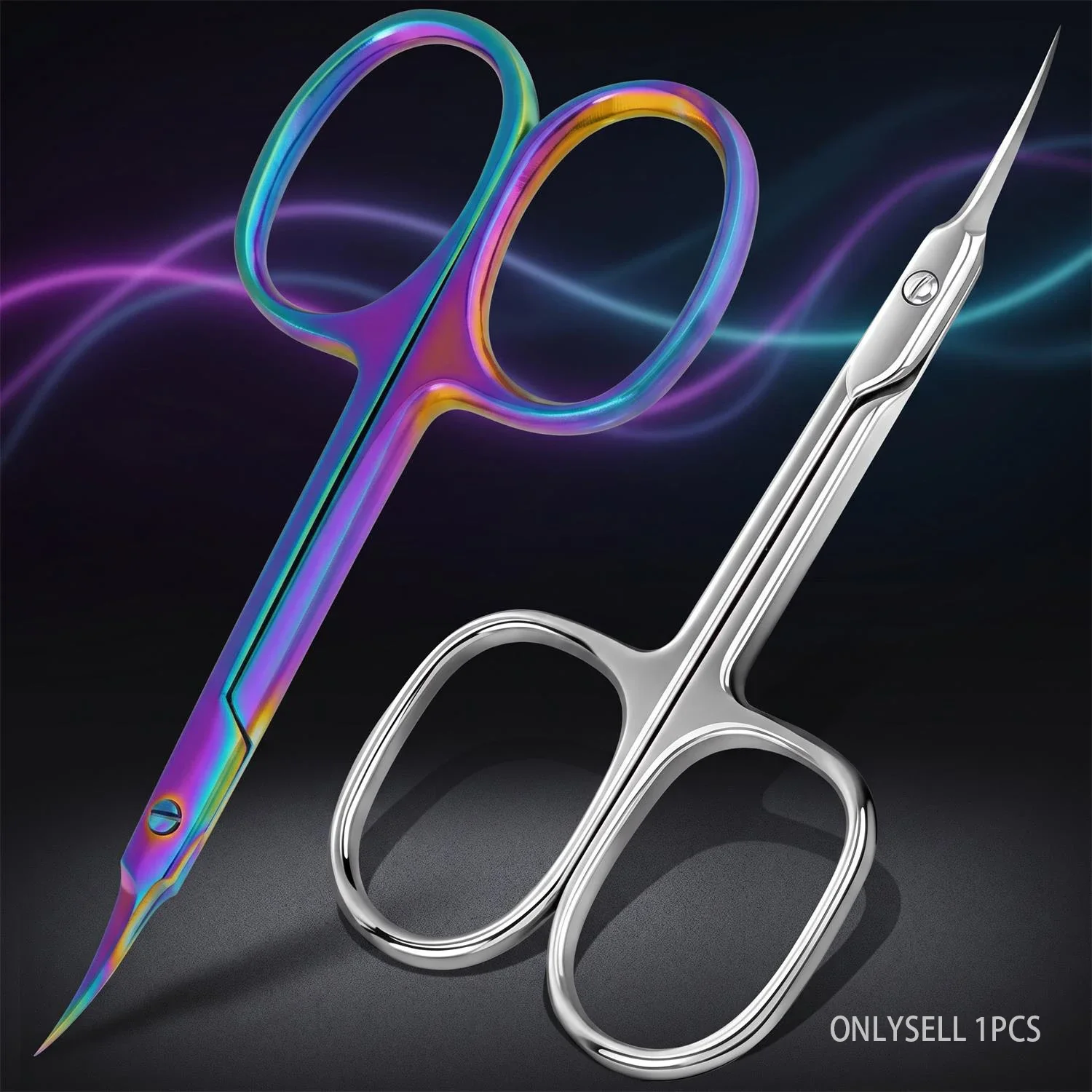 Ultra Fine Cuticle Scissors, Curved Blade Nail Clippers, Eyebrow & Eyelash Trimming Scissors for Manicure and Pedicure