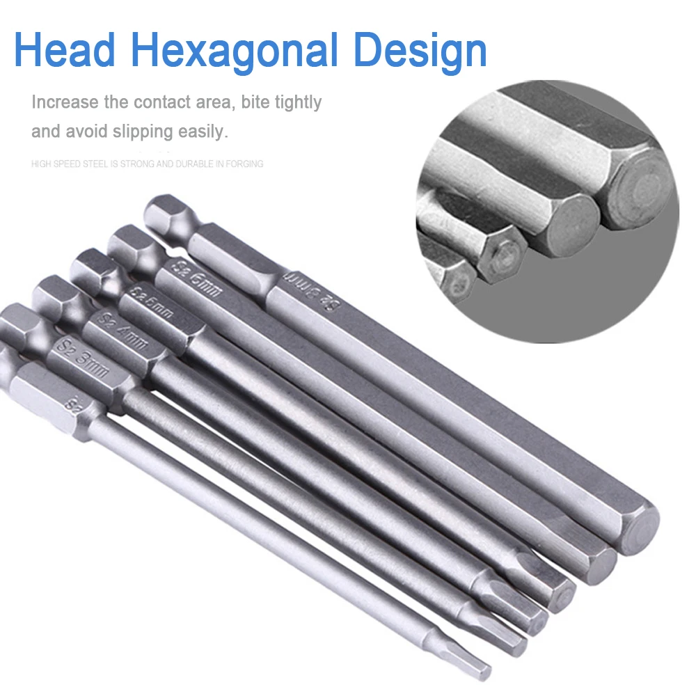 100 ミリメートル 8 個六角頭六角レンチドリルビットセット SAE メトリック六角電動六角ビットドライバーソケットビット電動工具部品