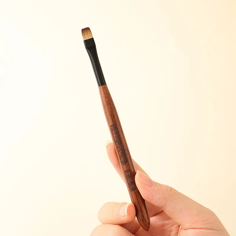 1/12PCS Sandalwood Handle Nail Drawing Brushes For Manicure Lines Painting Gradient UV GEL Extension Builder Drawing Pen
