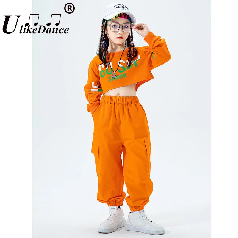 Meninos e Meninas Hip Hop Jogger Set, Kids Impresso T-shirt, Roupas de Dança, Trajes Jazz, Criança Street Costume, Streetwear, 2 pcs