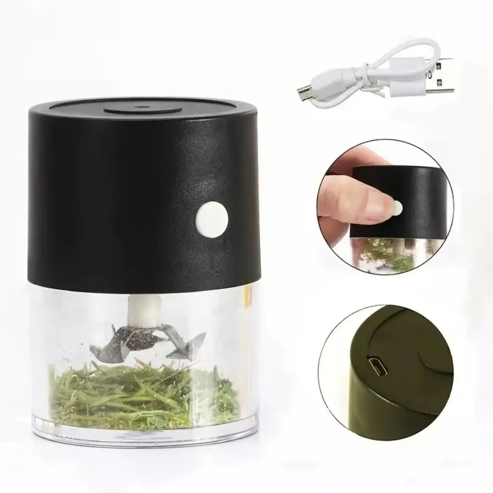 Mini USB Charging Electric Grinder Acrylic Efficient Seasoning Grinder High Hardness Blade Labor-saving Grass Shredder Home