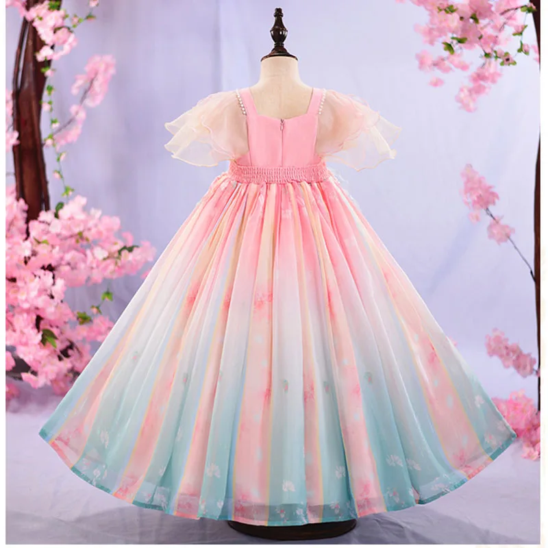 Summer Party Costume Girl Dresses Vintage Kids Clothes Vestido Casual Baby Chinese Hanfu Cosplay Children Princess Girls Dress