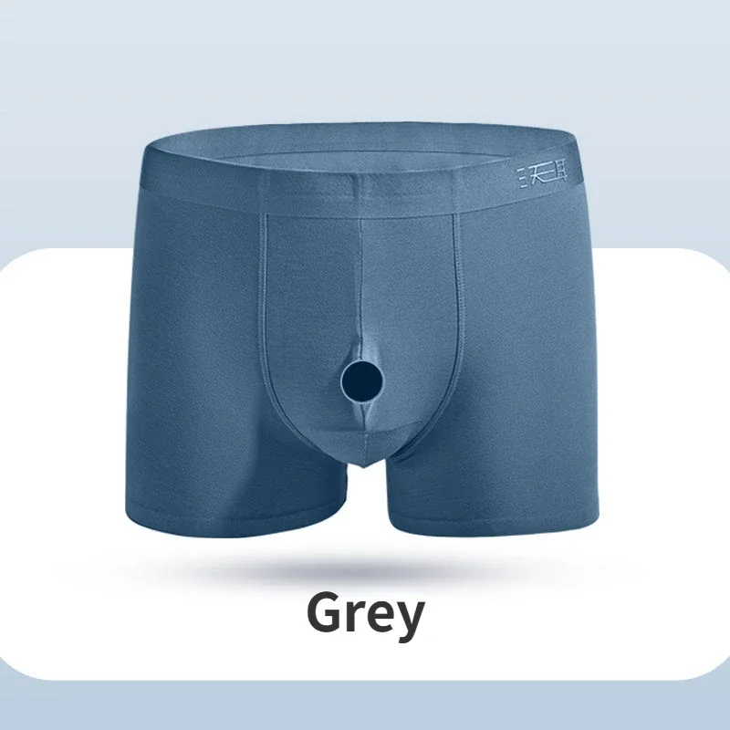 Man Open Hole Underwear Foreskin Crotch Sexy Underpants Penis Holder Lingerie Reduce Sensitivity Briefs Enhance Boxers Summer