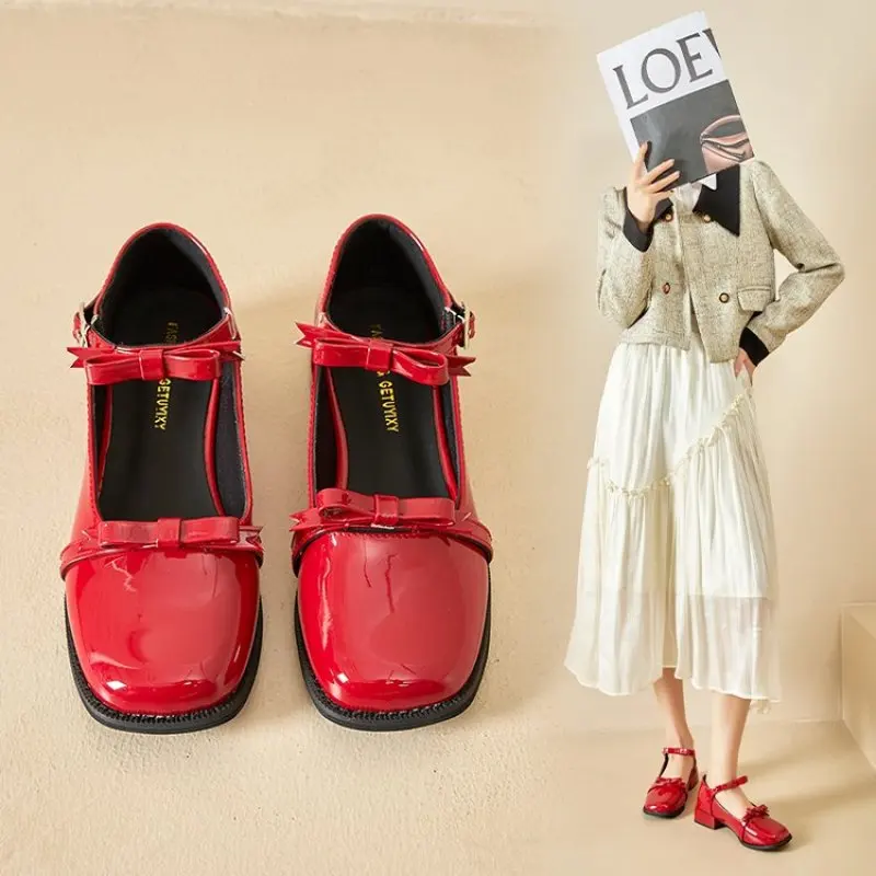 

NEW Women Shoes For Female Buckle Strap Fashion Butterfly-Knot Lolita Shallow Footwear Ladies Lolita Shoes With Low Heels Sexy