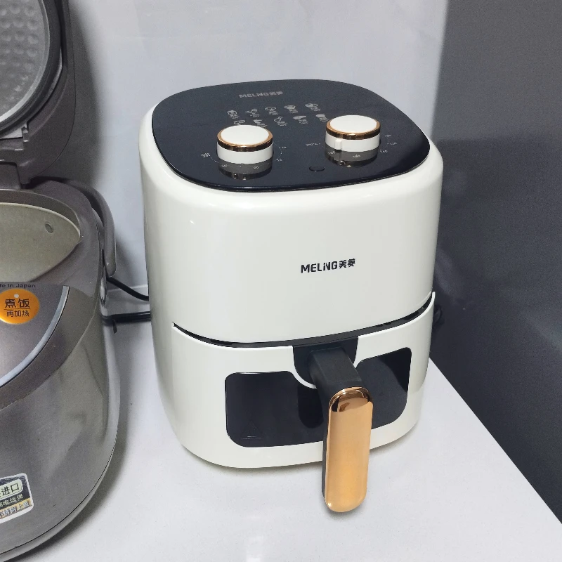 Nueva freidora de aire: sin girar. Inicio. Patatas fritas visible. Multifunción todo en uno. Automático. Sin girar. Sin aceite. Horno eléctrico.