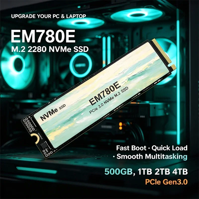 Internal M.2 NVMe SSD EM780E PCIe Gen3.0 TLC 3D NAND High-Speed Solid State Drive for Desktop And Laptop 2280 500GB/1TB/2TB/4TB