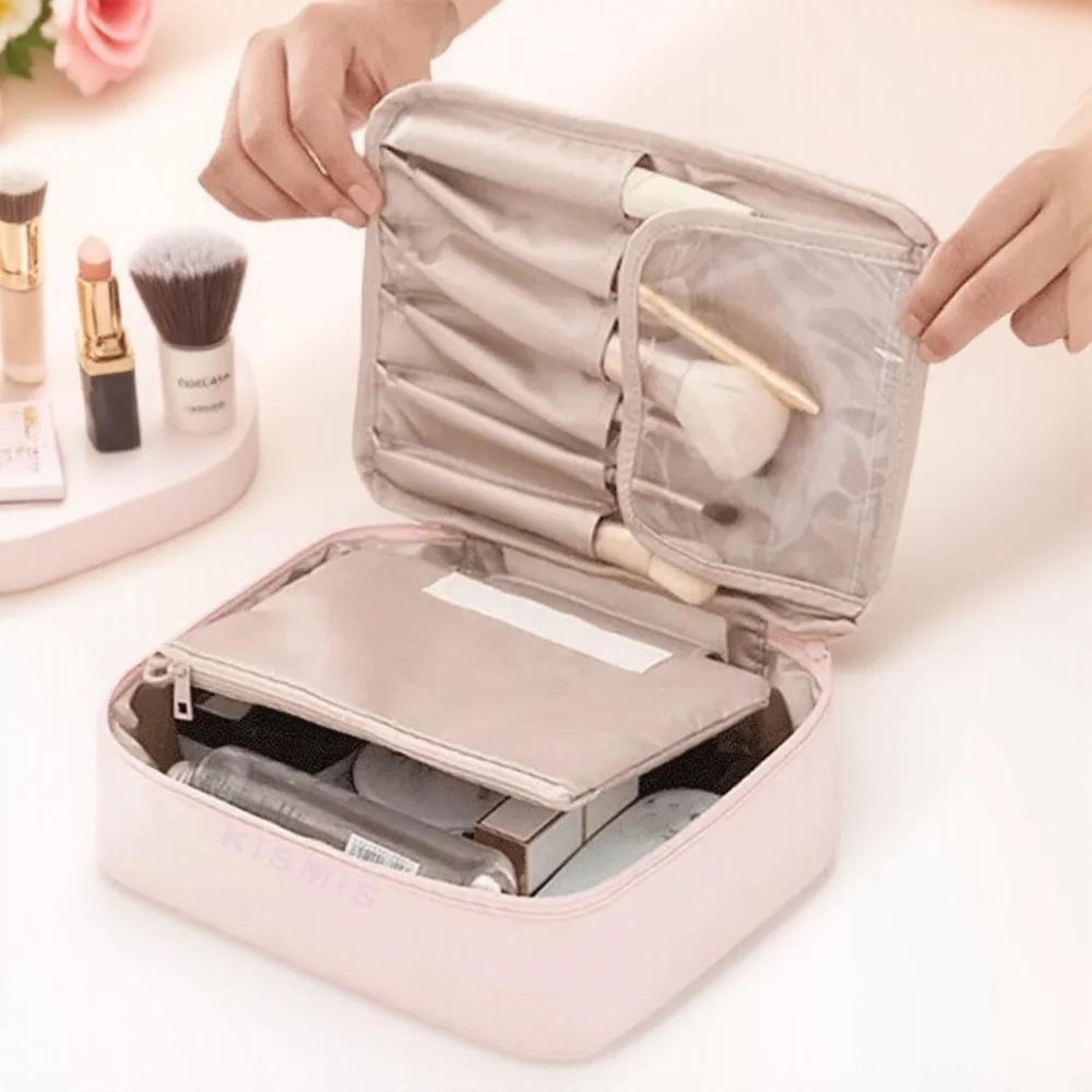 Portable Waterproof Makeup Bag Large Capacity Cosmetic Organizer Travel Daily Use Storage Pouch