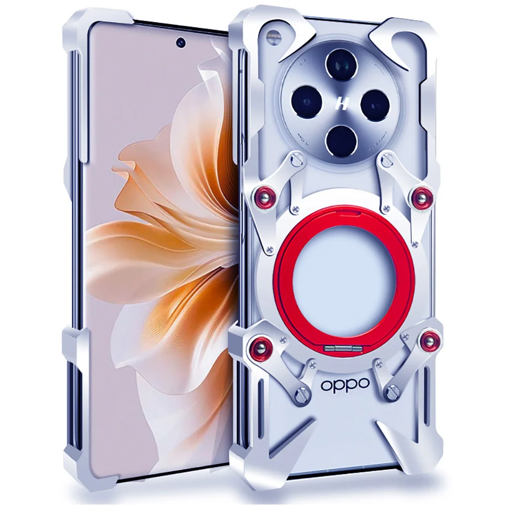 

Luxury Aluminum alloy Case Metal mechanical arm Cover For OPPO Find X8 X8 Pro Hollow Out Cooling Capas With Strap Stand Funda