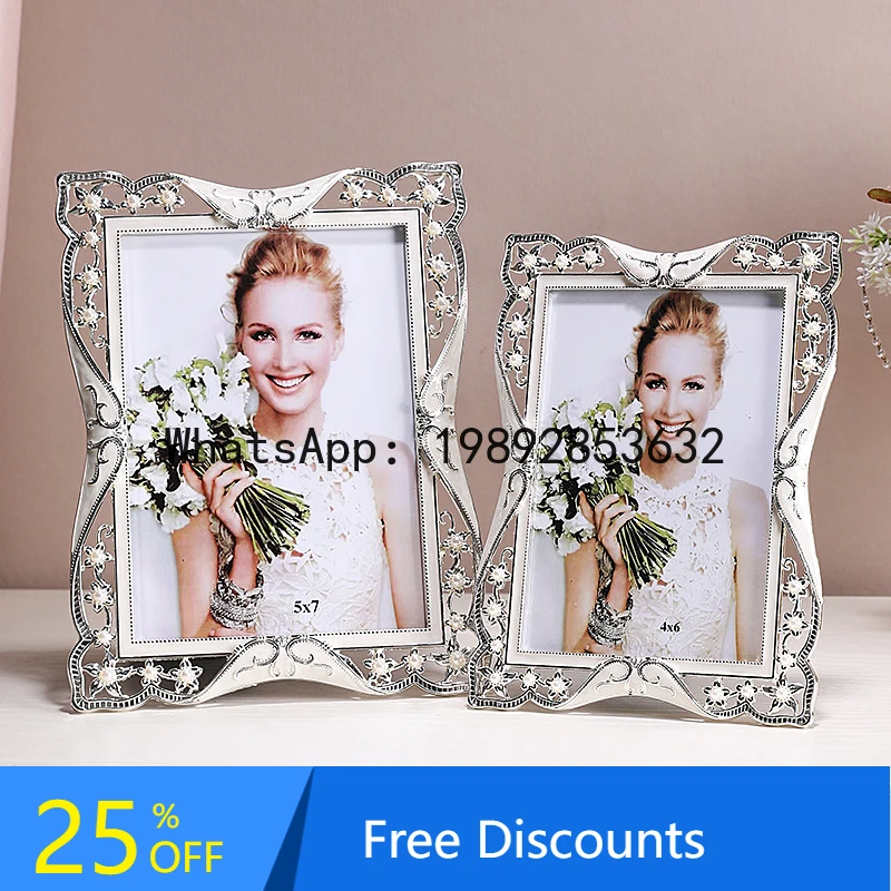 

Легкая роскошная мягкая отделка в европейском стиле, свадебная фоторамка, стенд, металлическая фоторамка, прикроватное украшение