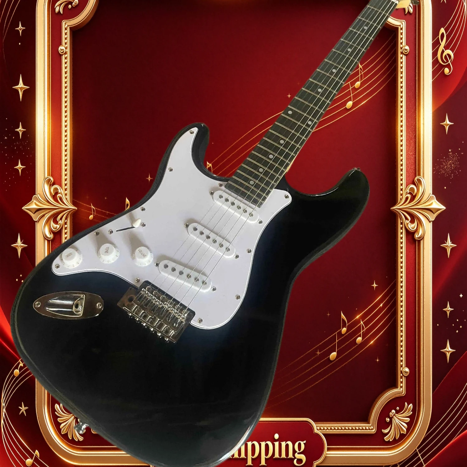 Free Shipping Left Hand ST Electric Guitar Black Body Black Fingerboard SSS Pickups Single Tremolo Gift Beginner Birthday