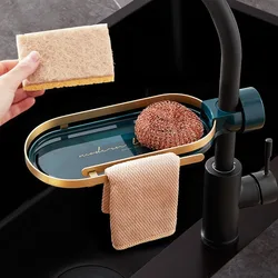 Faucet Storage Dry Rack Shower Rod Rack Bathroom Sink Drain Rack Soap Sponge Rag Holder for Kitchen Accessories