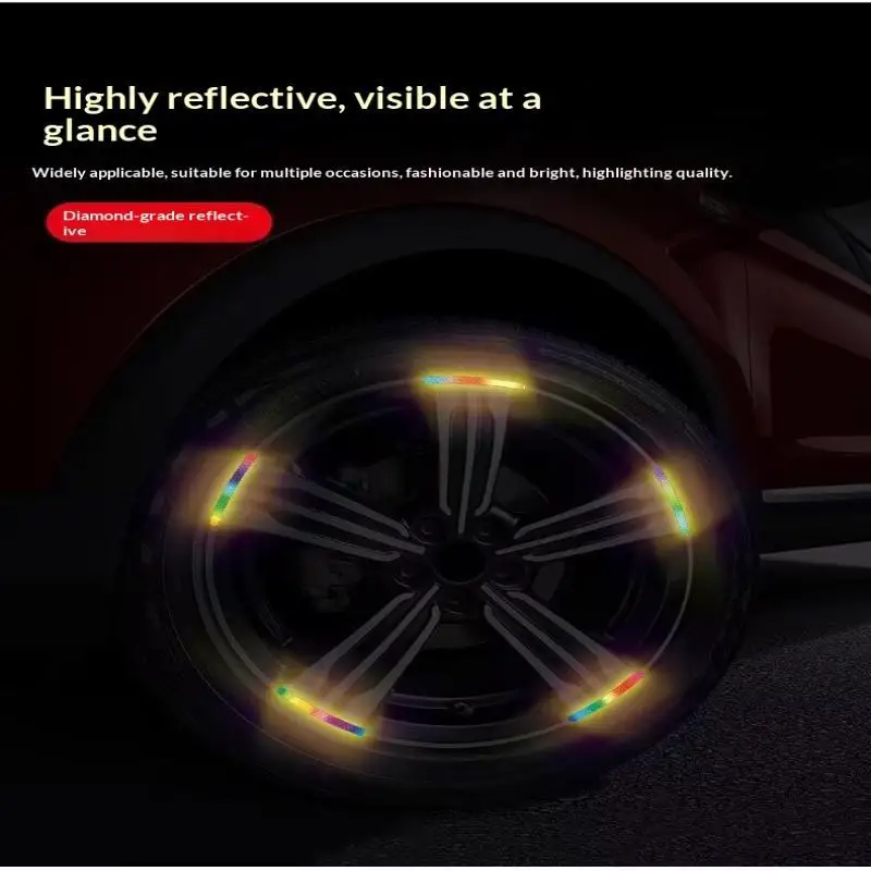 20 Stück reflektierende Auto-Felgenaufkleber, wasserdicht, einfach anzubringende Aufkleber für Motorrad, Fahrrad, Auto, DIY, Außendekoration – Detail 10