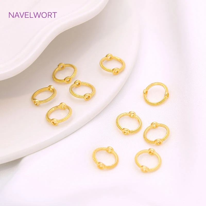 Brass Double Hole Round Circle Frame Spacer Beads 18K Gold Plating Circle Component DIY Jewelry Making Accessories  Wholesale