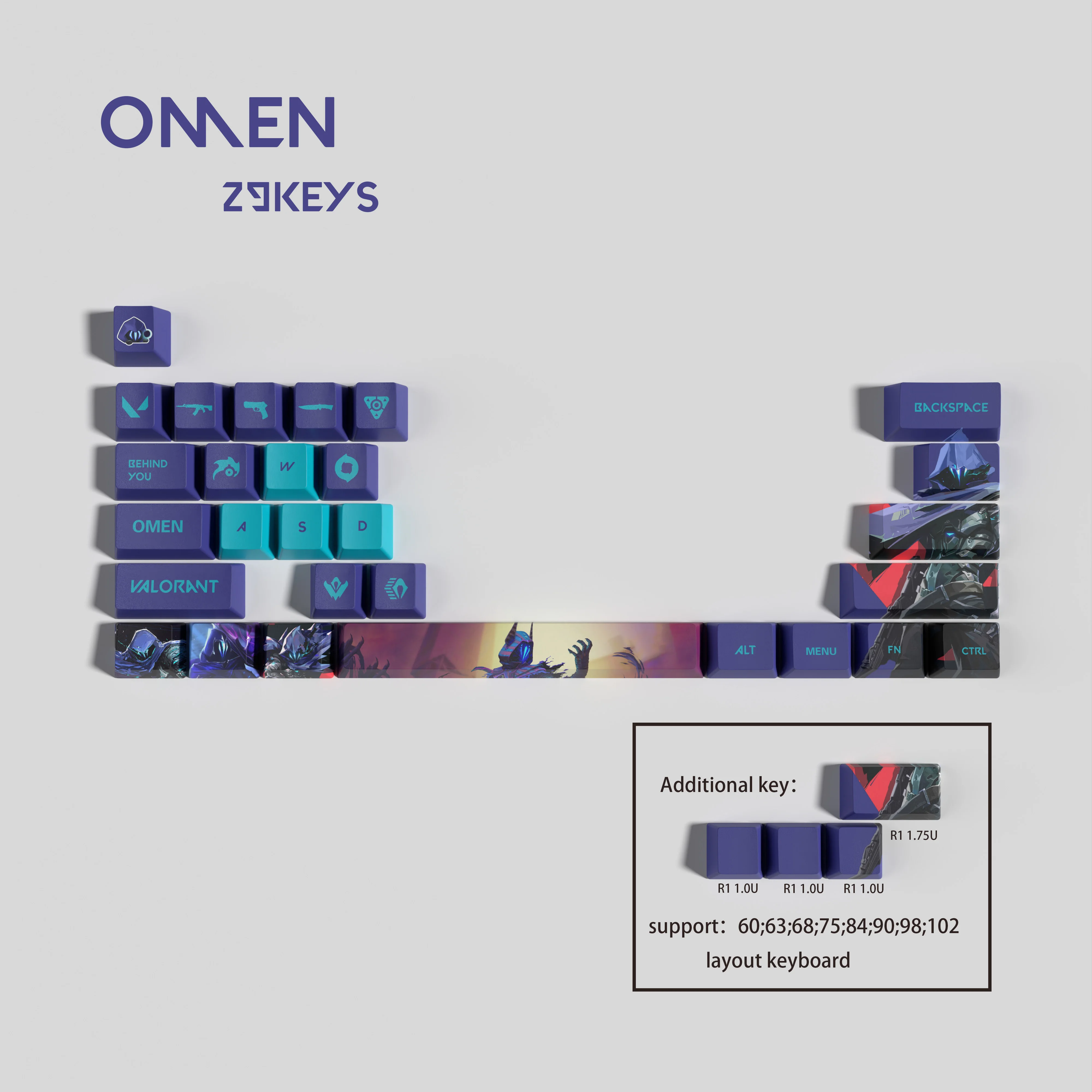 Vlaorant keycaps  omen keycaps 29keys mini set OEM Profile  PBT dye sub keycaps