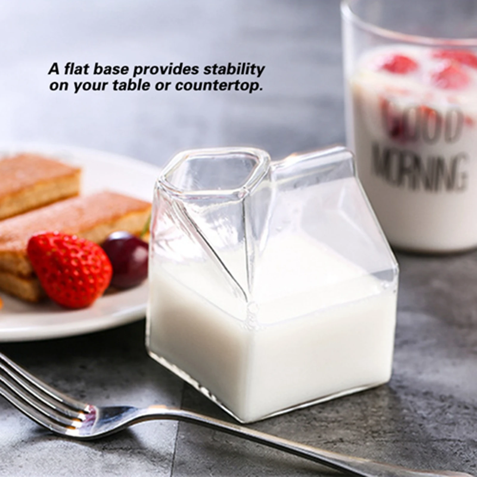 

1PC Cute House Shape Transparent Glass Cup and Mug for Coffee Milk and Water Pourer Carton Container Milk Glass Cup