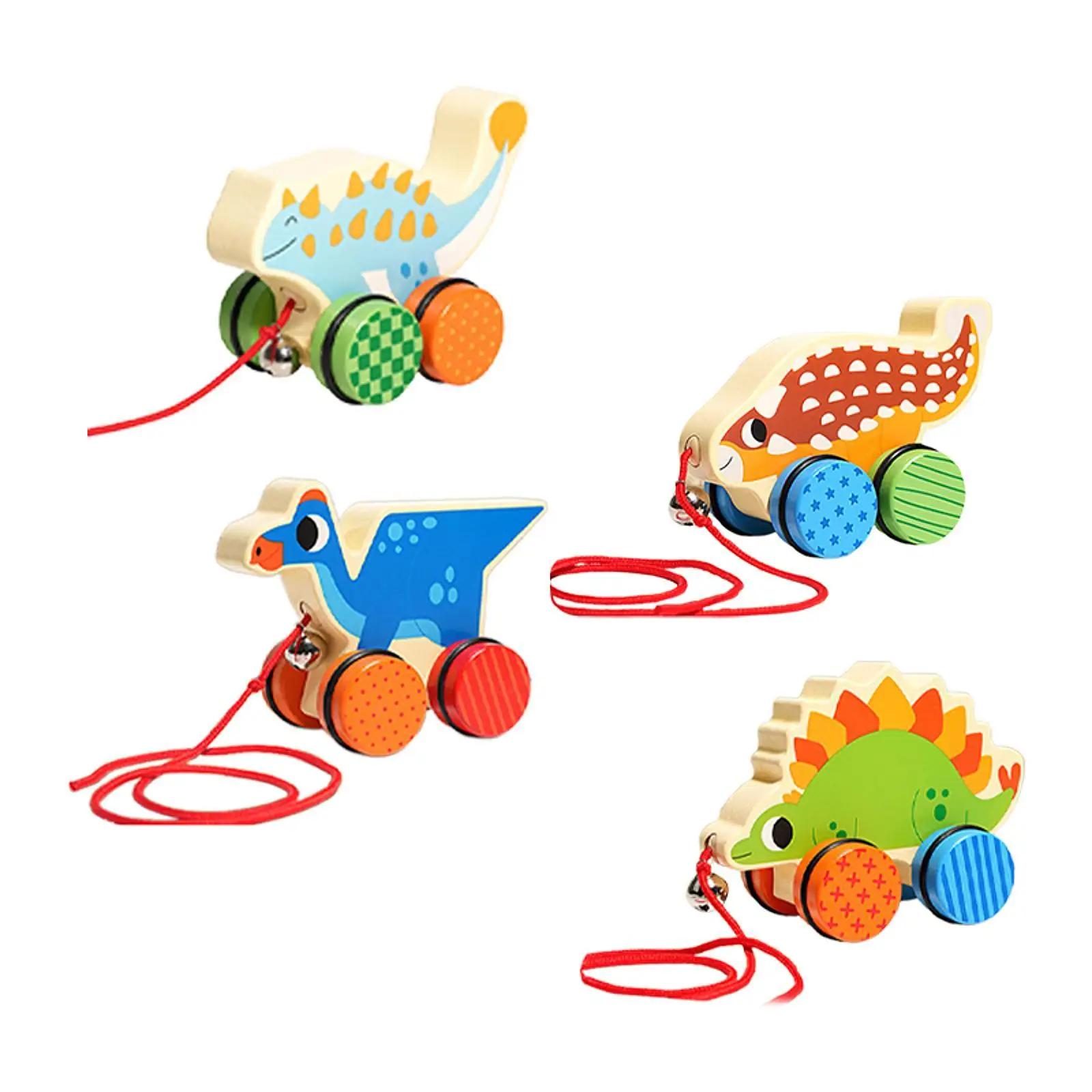 Pull Along Toy with String,Walking Wooden Toy Early Development Animal Push and