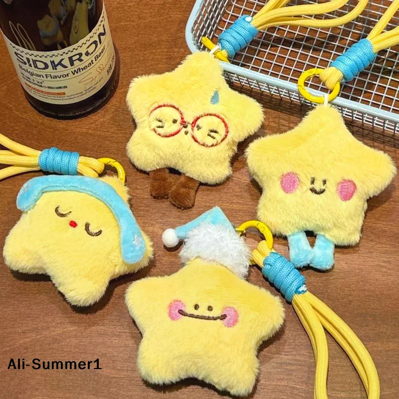 

Cute Creative Plush Star Doll Pendant Keychain Kawaii Plush Stuffed Doll Pendant Backpack Handbag Car Decoration Pendant Gifts
