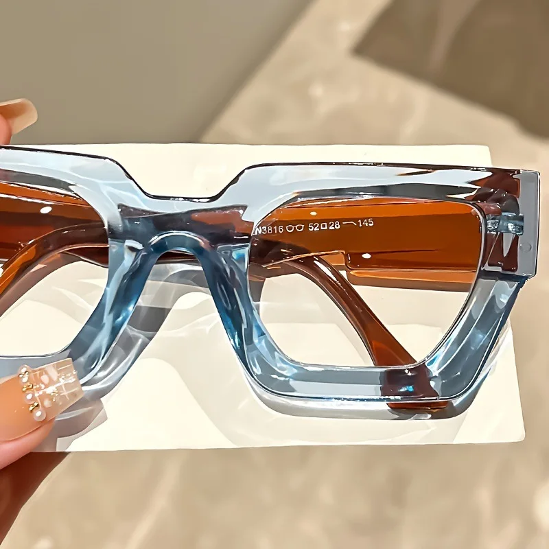 New Fashionable Thick Frame Square Glasses Daily Use Of Computer Protective Glasses Leisure Cat Eye Anti Blue Light Flat Mirror view 4