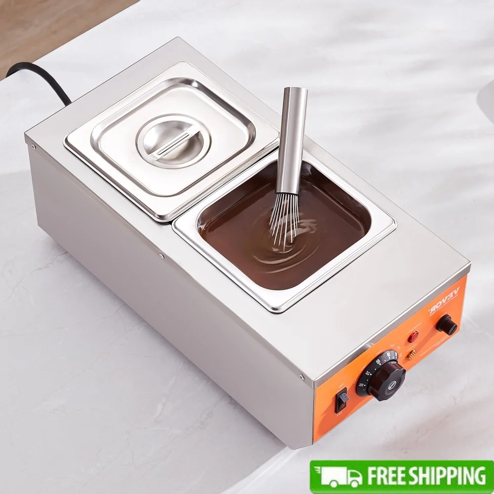

Double Cylinder Chocolate Melting Pot 9 Lbs Stainless Steel Tempering Machine with Temperature Control Bakeries Restaurants