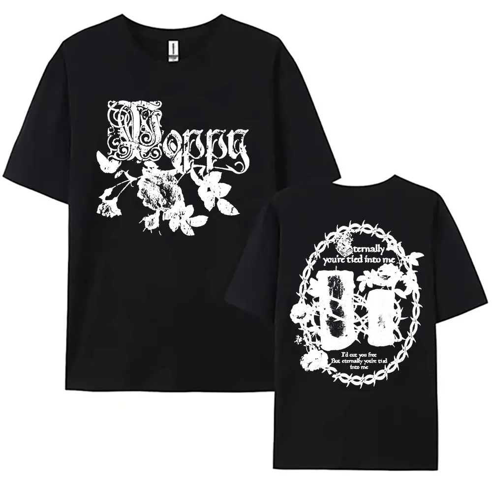 Poppy Eternally Tied Tee Summer Cotton Short Sleeve Female Tshirts Casual Loose Design Graphic Print T-shirt Unisex Streetwear