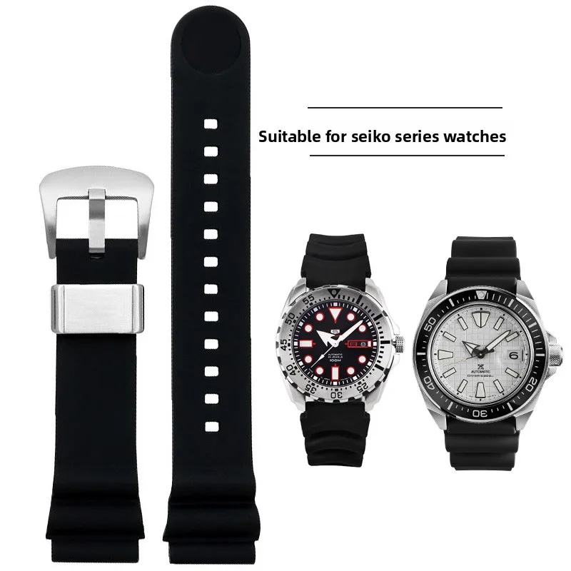 Modified strap For Seiko No. 5 abalone small MM SRP777J1 Sport waterproof Silicone Rubber Watchband men Bracelet Accessories