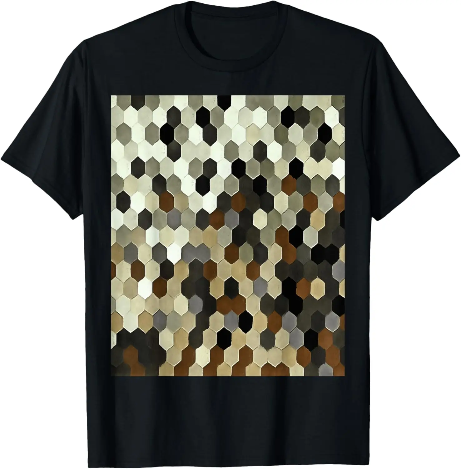 Honeycomb Pattern In Neutral Earth Tones Hexagon Painting T-Shirt