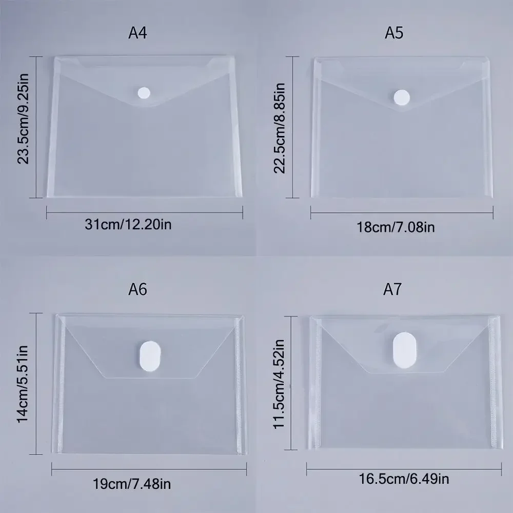 A4/A5/A7/A8 File Folder High Quality Transparent Plastic Document Folder Waterproof File Bag School Office