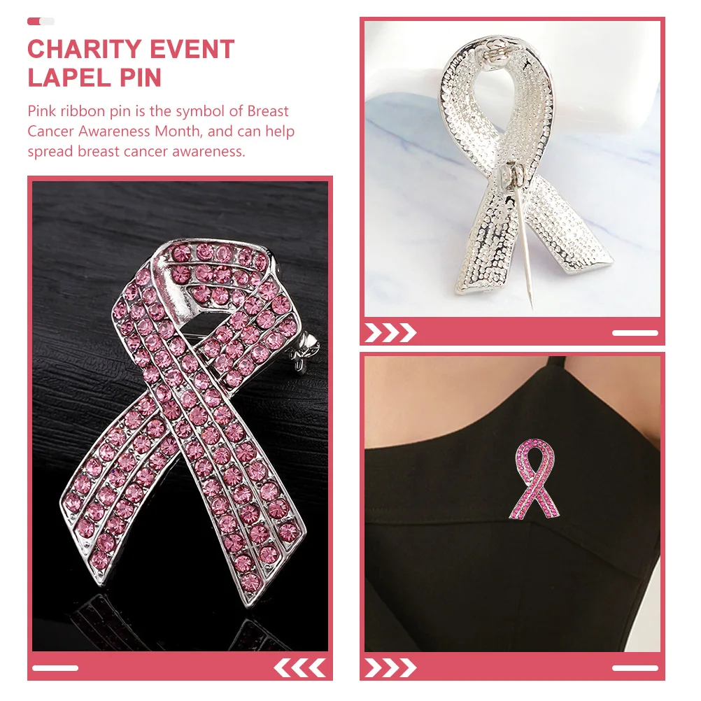 

2pcs Cancer Awareness Brooch Breast Cancer Awareness Brooch Pink Ribbon Lapel Pins Charity Event Women Accessories Lightweight