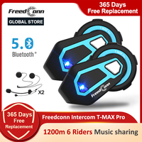 Wireless Helmet Headset Motorcycle Intercom Bluetooth Music share FM headphones Speaker 6 Riders Long Standby Time Freedconn