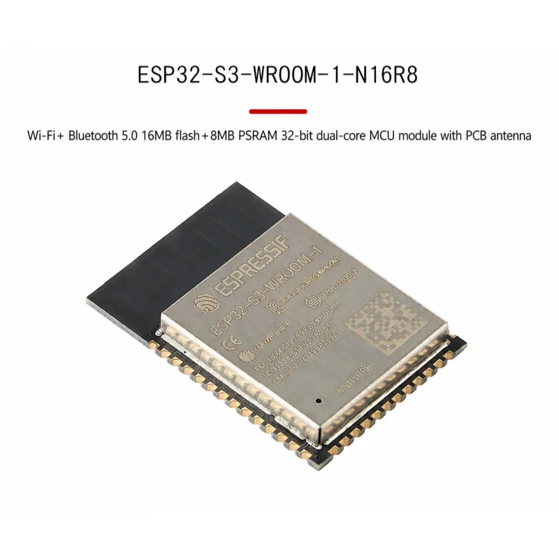 1pcs Original ESP32-S3-WROOM-1-N16R8 Wi-Fi Bluetooth 5.0 16MB 32-bit Dual-core MCU Module