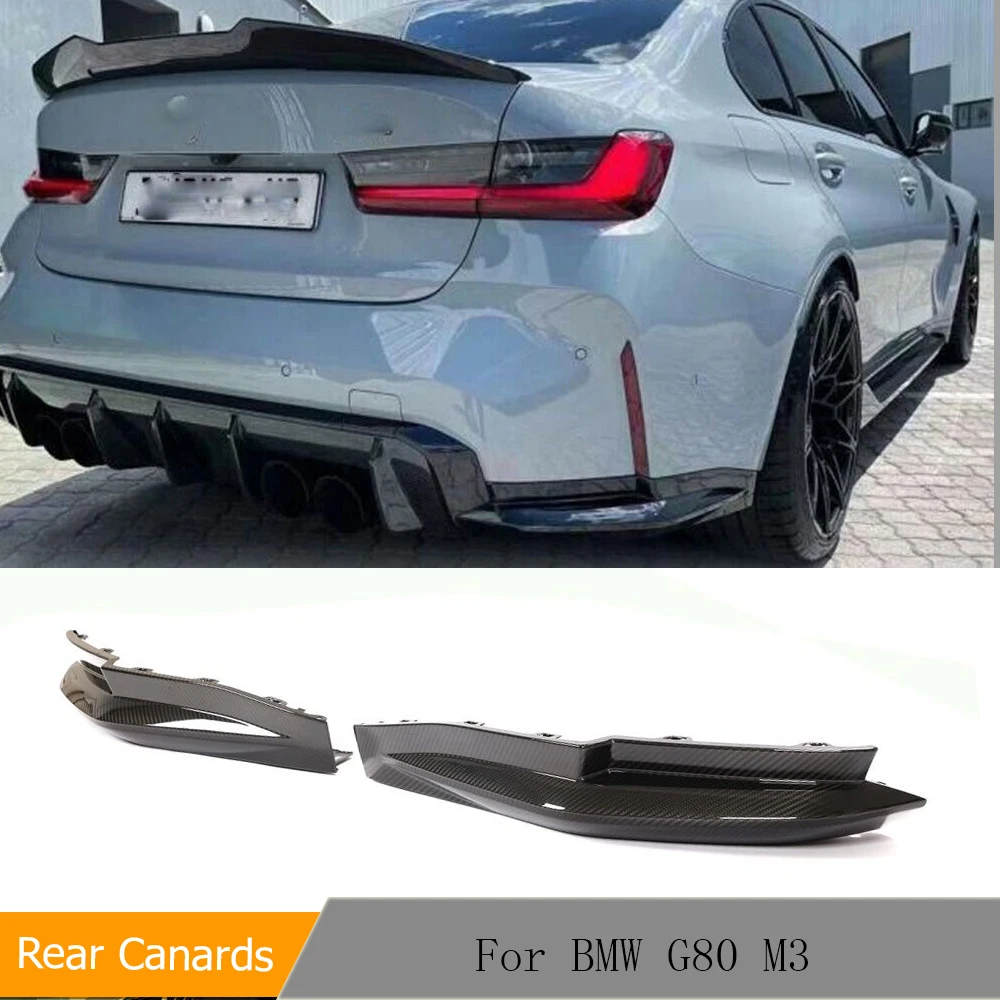 Rear Bumper Canard Splitters Flaps Apron for BMW 3 Series G80 M3 2021 2022 Dry Carbon Fiber Rear Diffuser Splitters Winglets