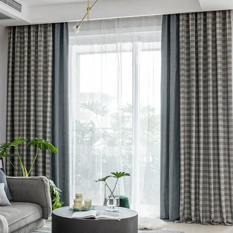 

Custom Size French Light Luxury Curtains for Modern Living Room Bedroom Dining Blackout Elegant White Grey Tulle Window Decor