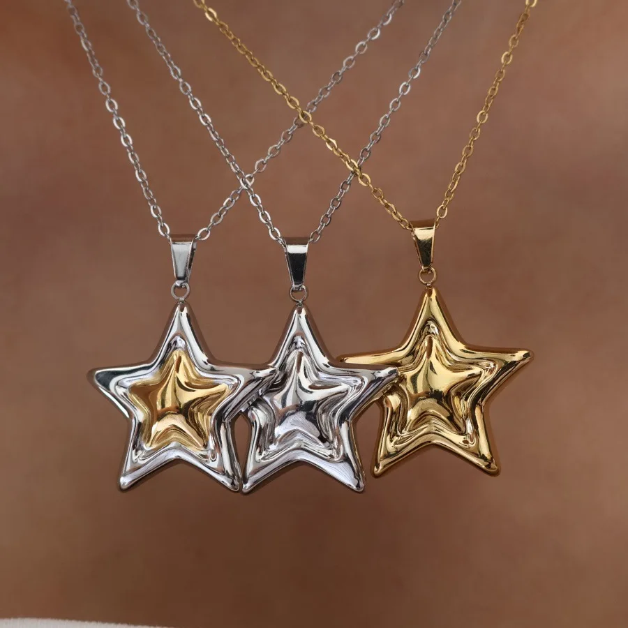 Stainless Steel Stars Pendant Charms Necklace Woman‘s Plated 18K Gold Necklaces Fashion Jewelry Accessories Party Gift