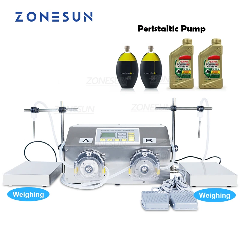 

ZONESUN ZS-PP532W Peristaltic Pump Ink Essential Oil Perfurm Juice Weighing Filling Machine Semi Automatic Water Bottle Filler