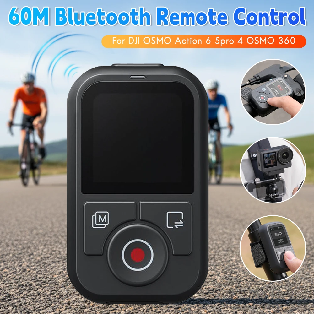 

Пульт дистанционного управления Bluetooth 60M для DJI OSMO Action 6, 5 Pro, 4, OSMO 360 с ремешком на запястье и дисплеем для DJI Action 4, 5, 6. Аксессуар.