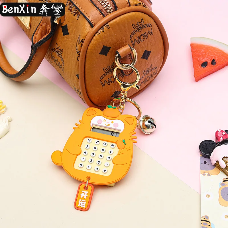 قلادة سلسلة مفاتيح آلة حاسبة القطط الجديدة من مينسو، سلسلة مفاتيح كرتونية، لعبة تعليمية متعددة الوظائف، هدية صغيرة للأعمال