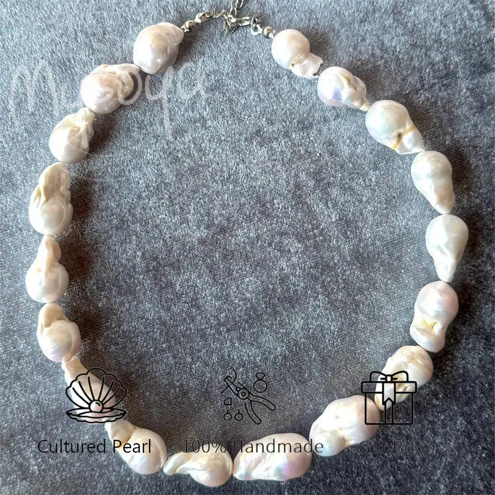 

MYSOYA Белое ожерелье из пресноводного жемчуга в стиле барокко 11-14 мм с подарочной коробкой, для нее/дня рождения/свадьбы/юбилей/День святого Валентина