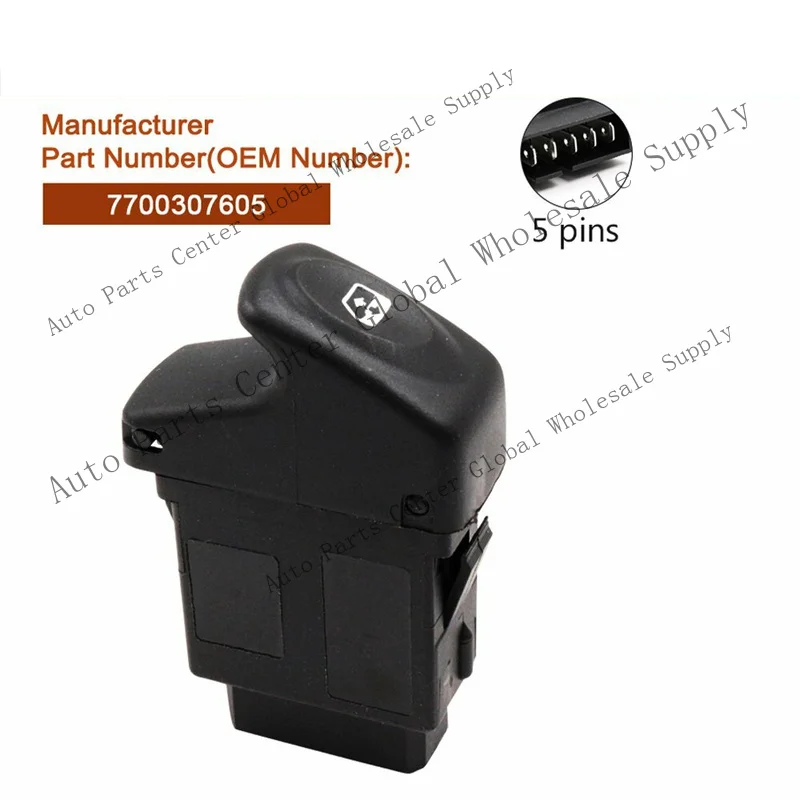 L+ 5 pins Electric Window Control Switch 7700307605 For Renault Kangoo Megane Clio