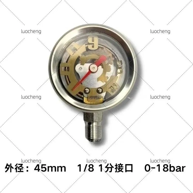 For Coffee Machine Pressure Gauge Pneumatic Hollow Side Out 1 Minute 1/8 Interface All Stainless Steel