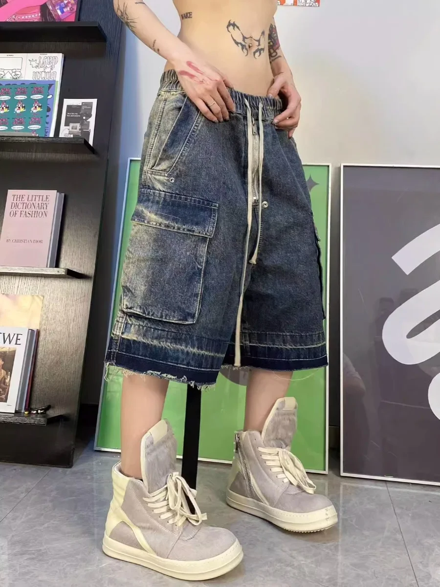 

Джинсы Waed American High Street Workwear, функциональные, с пятью карманами, бахромой и рваными элементами, прямого кроя, с множеством карманов