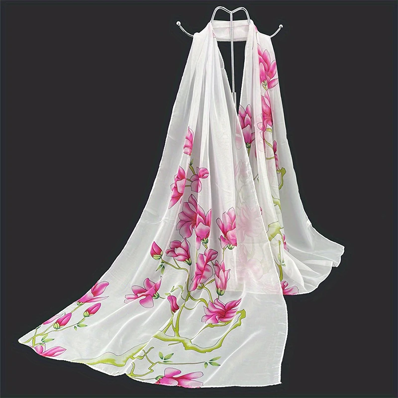 2024 Fashion Printed Floral Chiffon Hijab Scarf Women Pareo Lady Bandanas Beach Towels Summer Muslim Veil Wrap Female Foulard