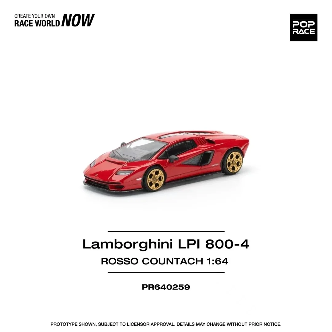 PreSale POP Race 1:64 Lamborghini Countach LPI800-4 Rosso Red Dance Diecast Diorama Car Model Toy