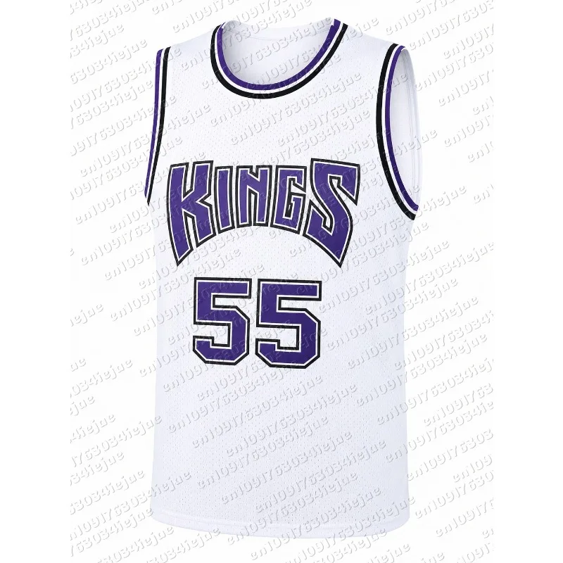 Retro Williams 55 Kings Jersey Black with Purple & White Trim Sports Uniform Casual Vest Men and Kids