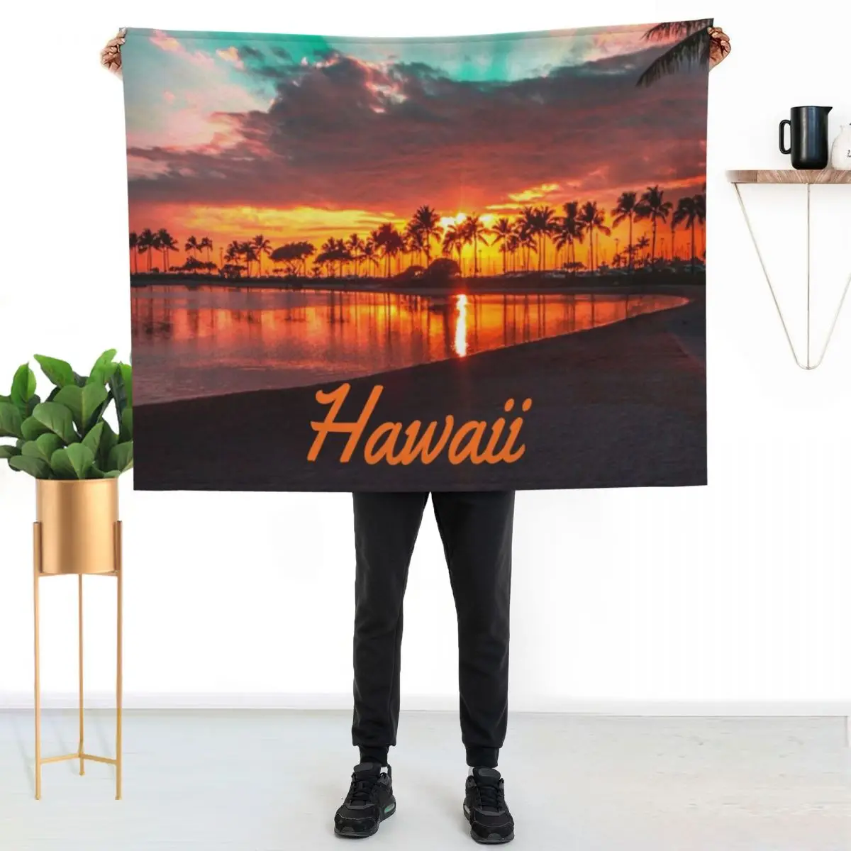 Hawaii Beach Hawaiian Islands Throw Blanket Anti Shedding Soft Fuzzy Blanket for Home