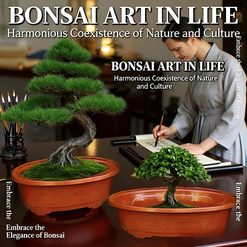 2 große ovale Blumentöpfe aus Kunststoff für den Pflanzenanbau im Innenbereich. Dekorative Blumentöpfe für Zimmerpflanzen.