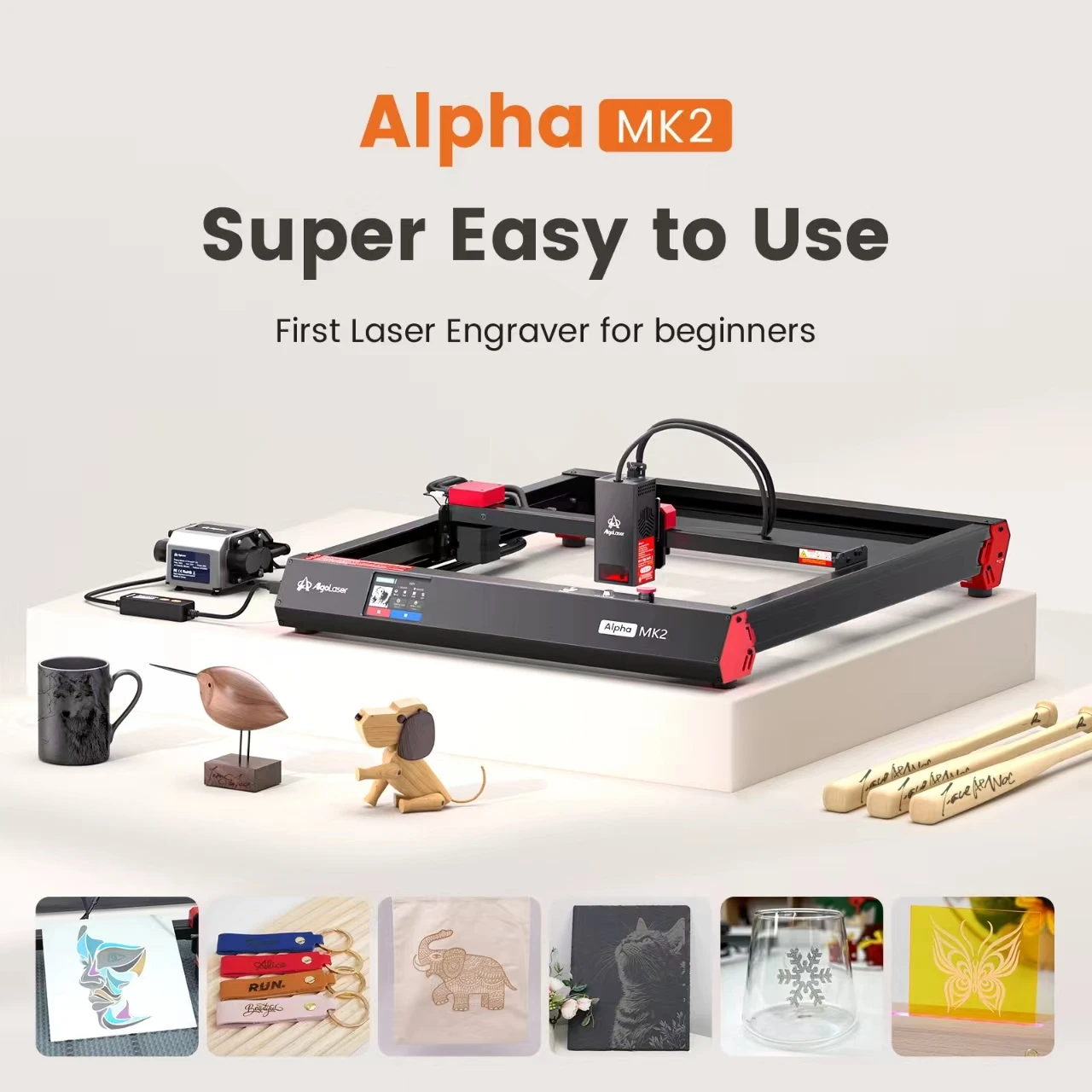 

AlgoLaser Alpha 22W Business Laser Cutting Machine 3.5"Touch Screen APP Offline Control, DIY Engraver Tool for Metal/Glass/Wood