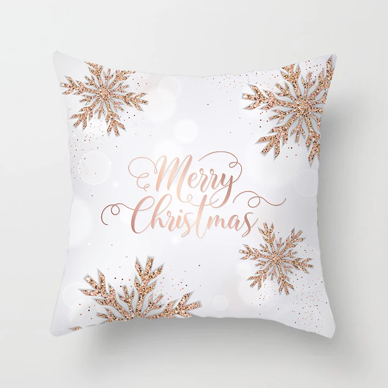 White Printing Throw Pillowcase Christmas House Decoration Pillowcase Car Sofa Cushion Bed Pillow Case