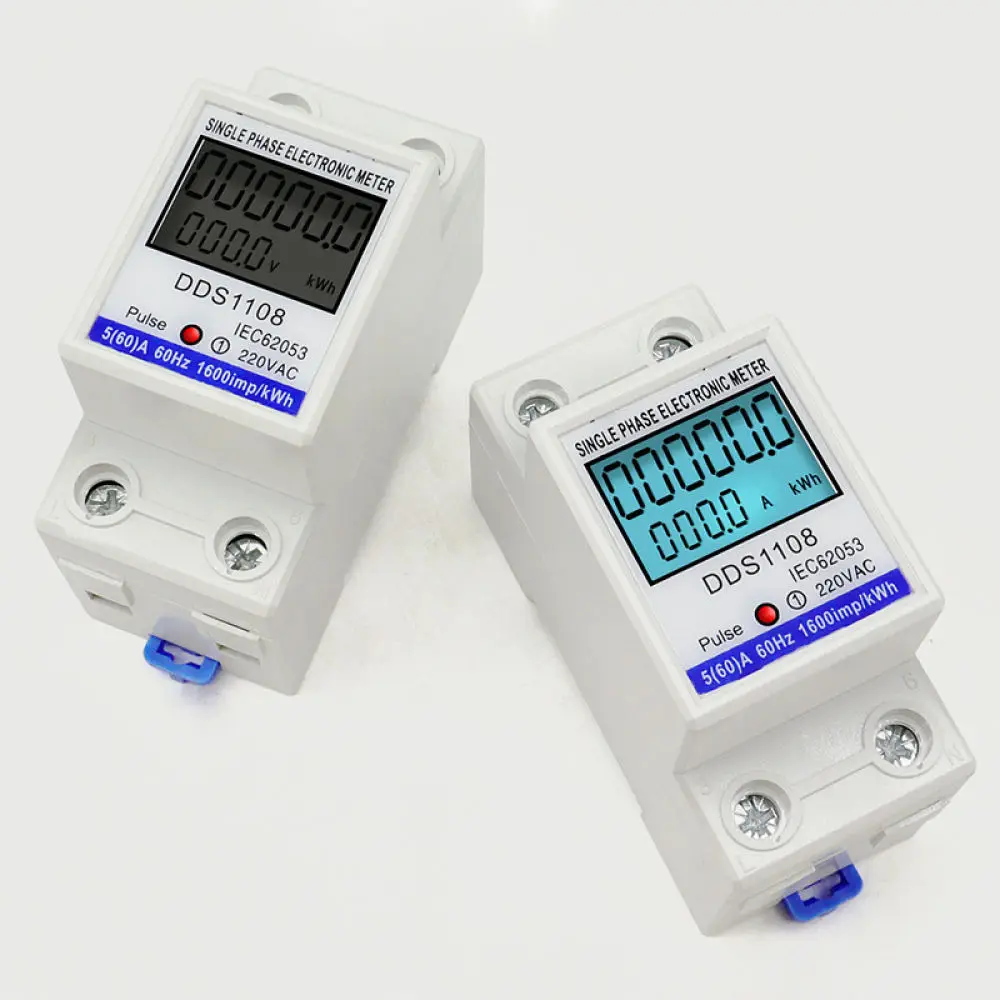 Single Phase Power Meter Din Rail Digital Electricity Usage Monitor Watt Hour Gauge Home Energy Measurement Unit