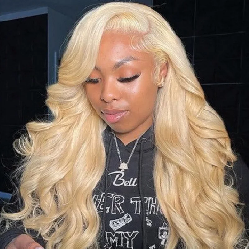 

613 Honey Blonde Lace Wig HD Transparent 44 Inches Body Wave 13x6 Lace Front Human Hair Wigs Colored 13x6 Lace Frontal Wigs